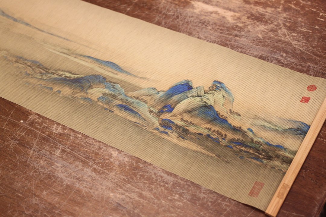 【沐春生活】手工草编茶席 香席 千里江山图 28*152cm - 餐垫/桌巾 - 竹 