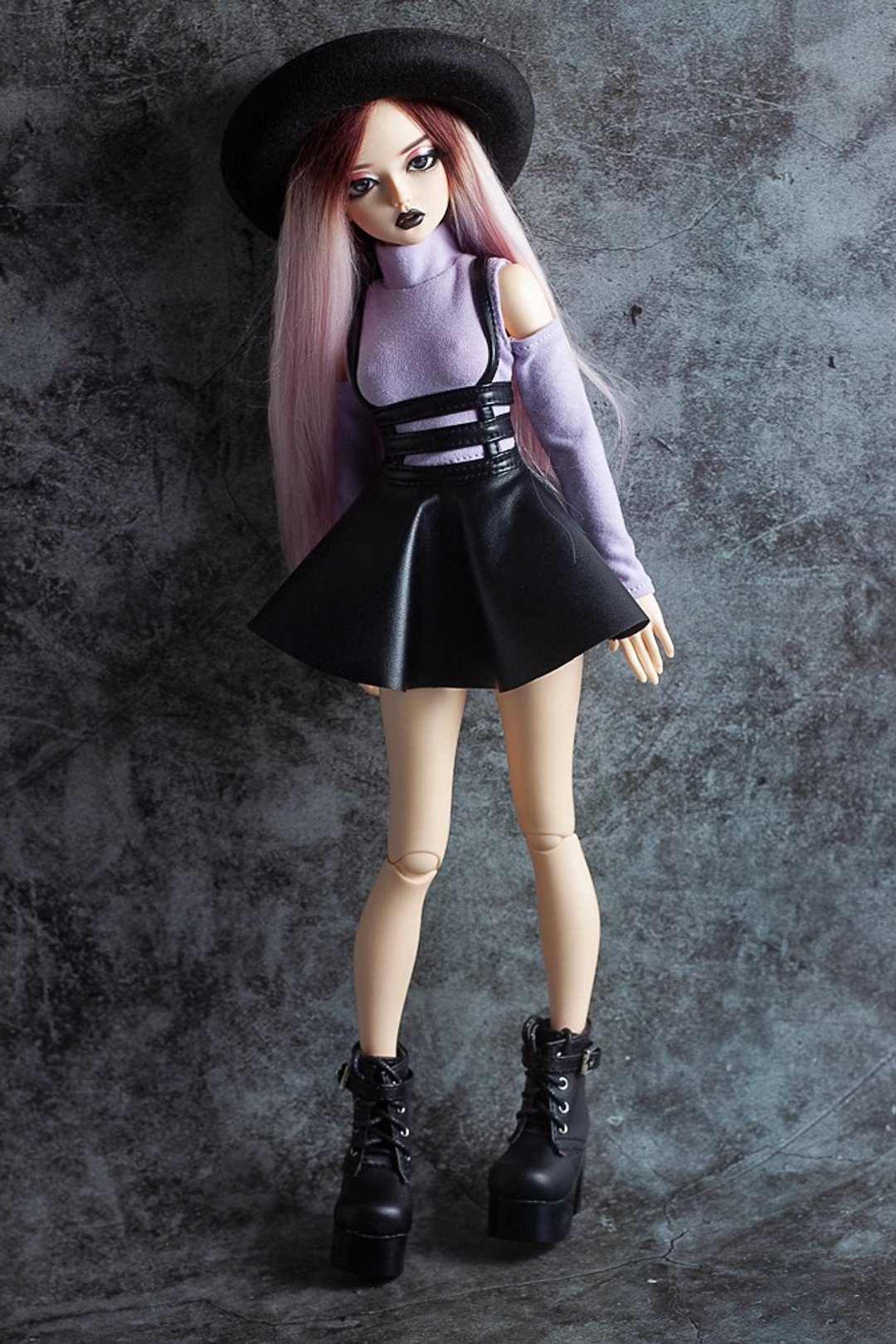 Fairyland Minifee MSD BJD Clothes - Black eco leather suspender skirt - 玩具/玩偶 - 其他材质 黑色