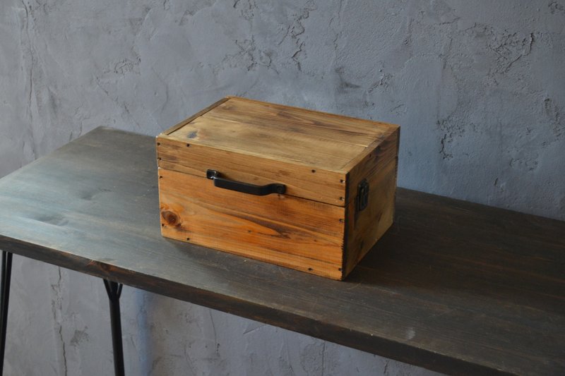 0310mito 日本桧木行李箱收纳盒 L尺寸 黑色提把款 - 收纳用品 - 木头 咖啡色