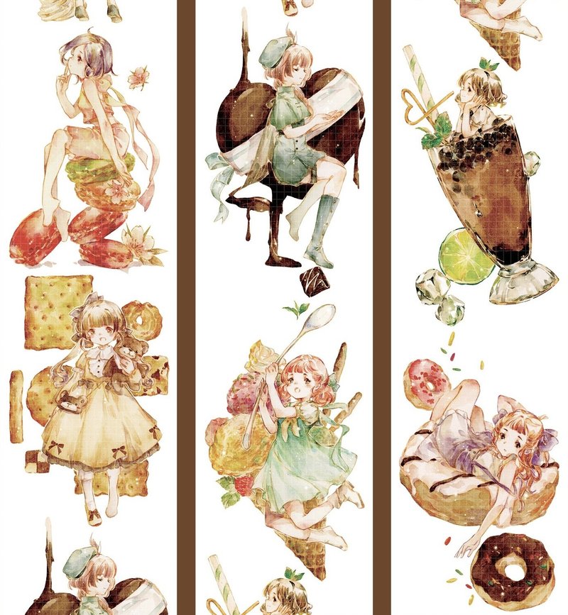 甜品 糖果女孩集 PET 紙膠帶 台灣製 5米卷 - 纸胶带 - 其他材质 多色