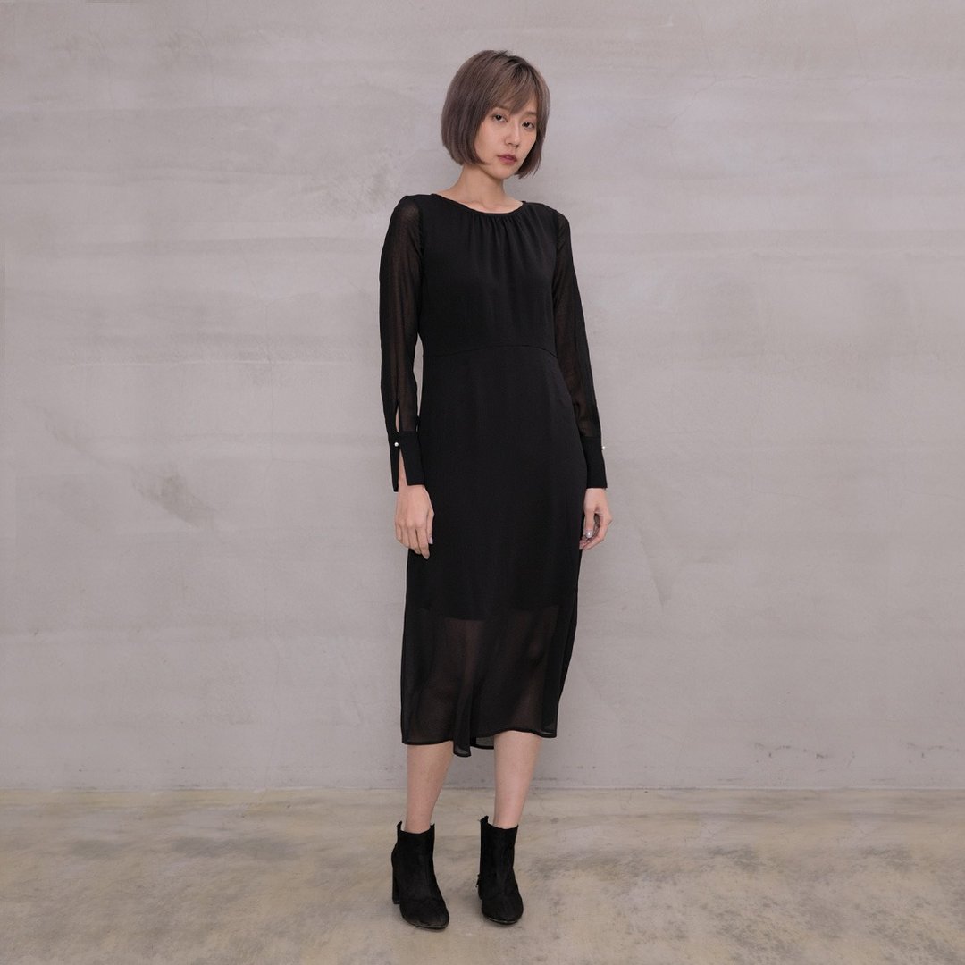 绝世名伶夜黑洋装 Prima Donna Black Night Dress D141 - 洋装/连衣裙 - 聚酯纤维 黑色