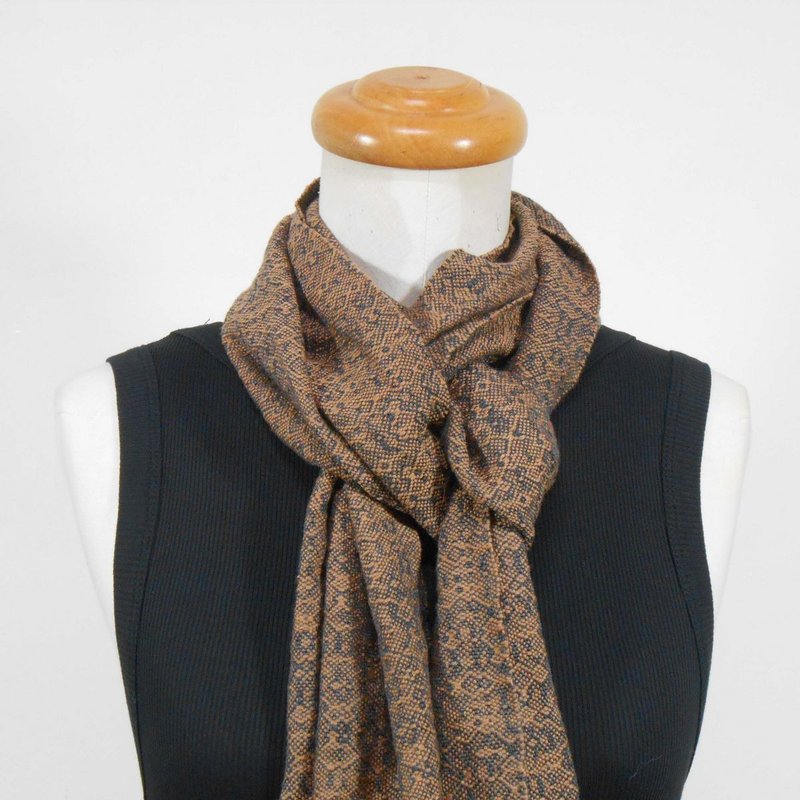 梭织 手工围巾-100%美丽诺羊毛围巾10深灰x驼色 - 围巾/披肩 - 羊毛 咖啡色