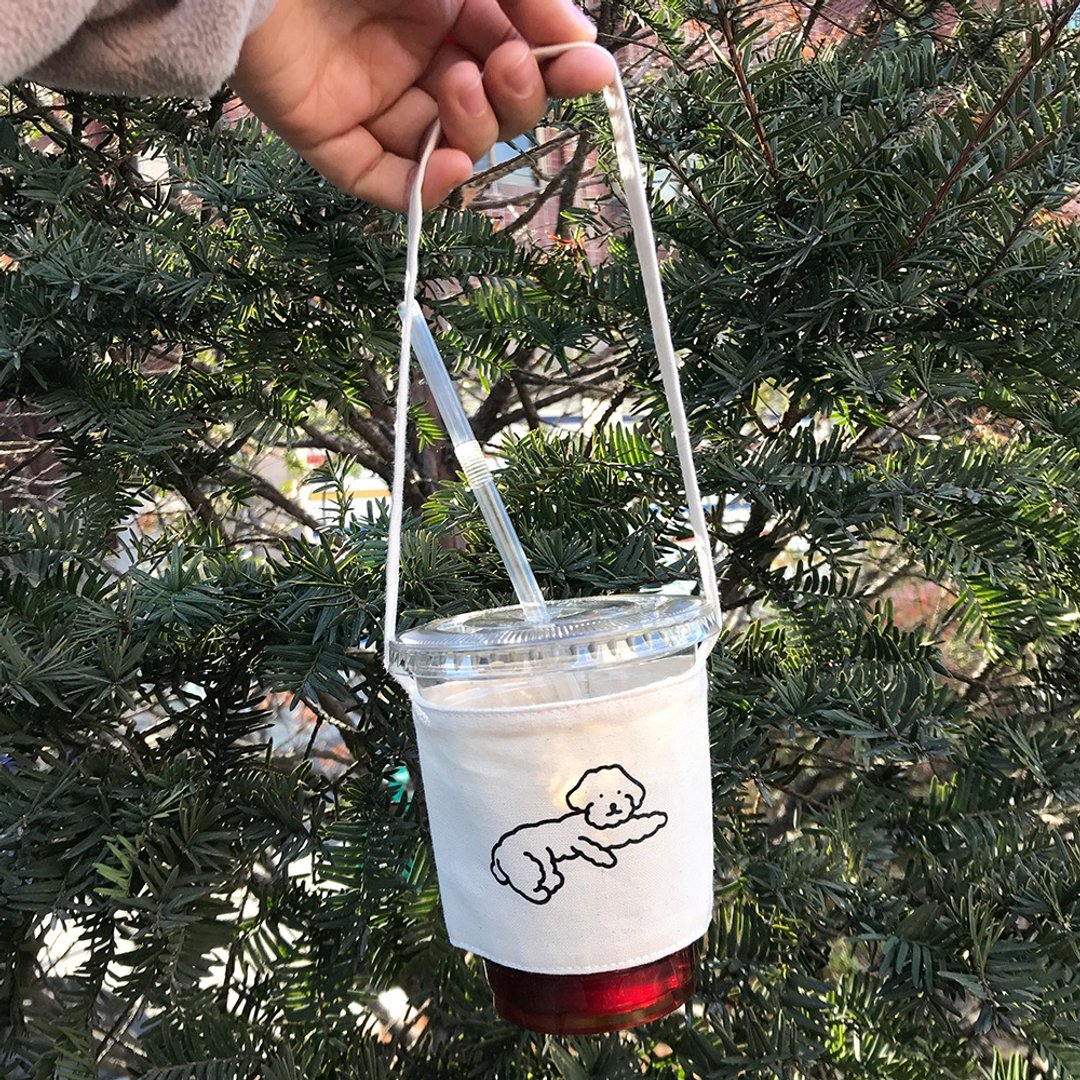 Drink bag / drowsy Mori - 随行杯提袋/水壶袋 - 棉 白色