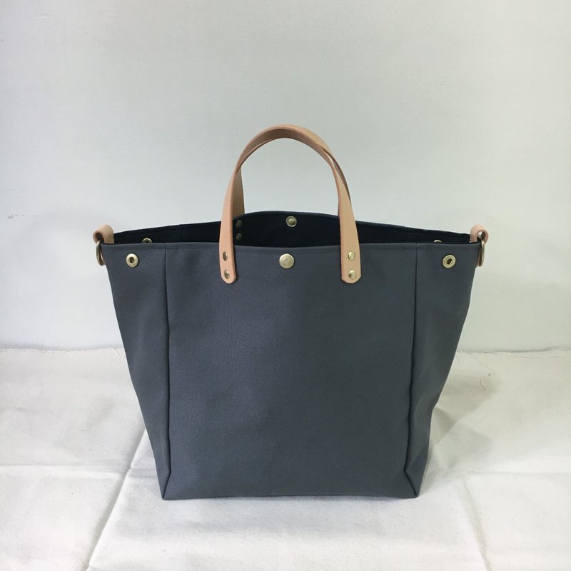 两用简约提袋・L・深灰 - 侧背包/斜挎包 - 棉．麻 灰色