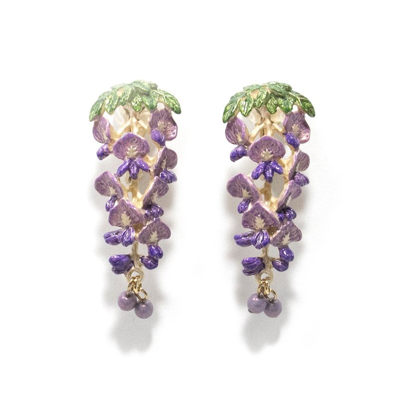 Wisteria Clip-On clips EA142 - 耳环/耳夹 - 其他金属 紫色