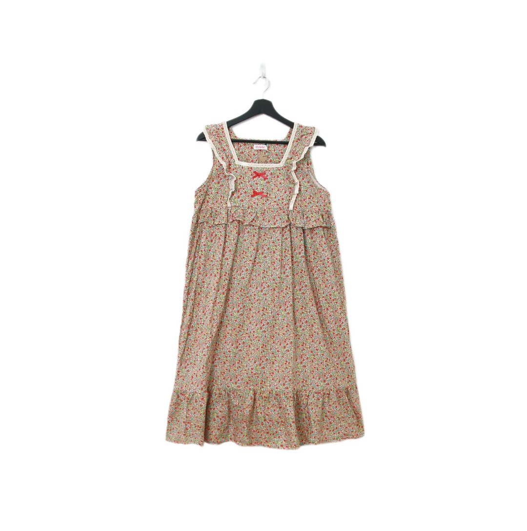 Back to Green-复古长洋装 满版碎花 蝴蝶结Ls-29//vintage dress - 洋装/连衣裙 - 棉 
