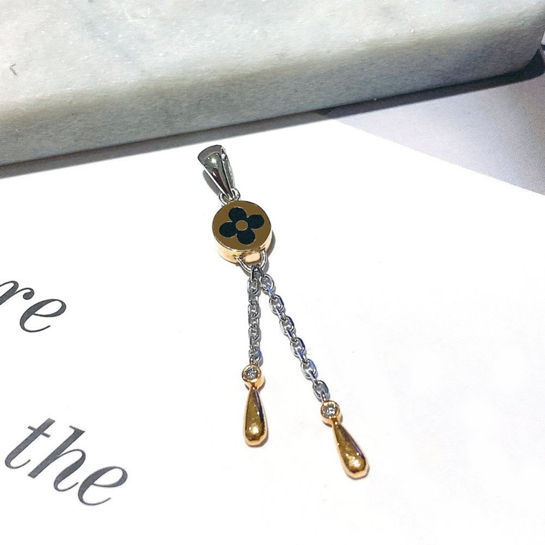 Eli Jewelry 经典老花图腾坠头18K金双色坠子坠头 附金饰保证卡 - 项链 - 贵金属 金色