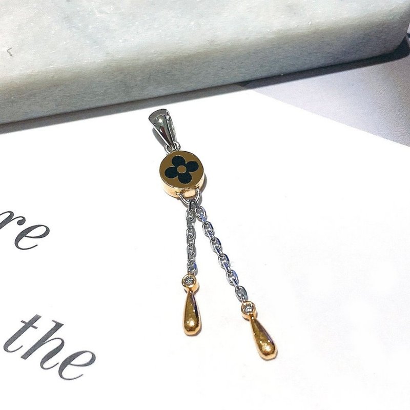 Eli Jewelry 经典老花图腾坠头18K金双色坠子坠头 附金饰保证卡 - 项链 - 贵金属 金色
