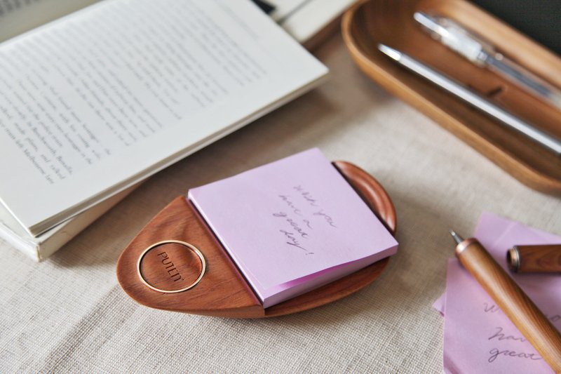 水月造型便利贴盘/便条纸/文具/原木/开学文具/圣诞礼物/升迁礼物 - 便条纸/标签贴 - 木头 