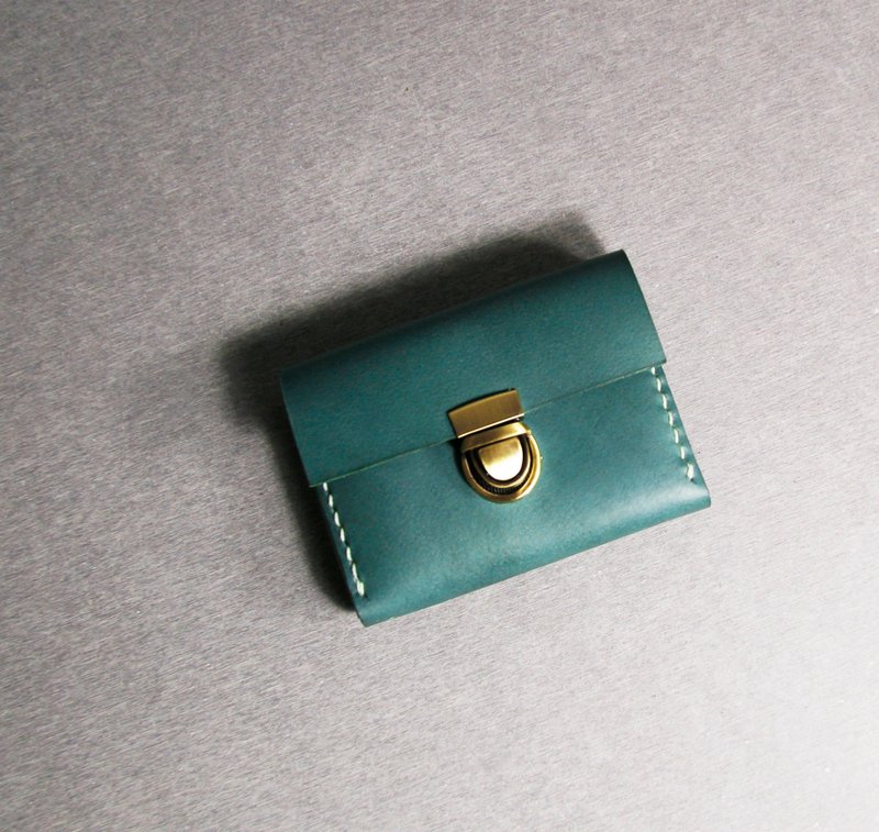 【真皮双层卡式零钱包/名片包】欧洲植鞣牛皮/定制化刻字/森林绿 - 皮夹/钱包 - 真皮 绿色