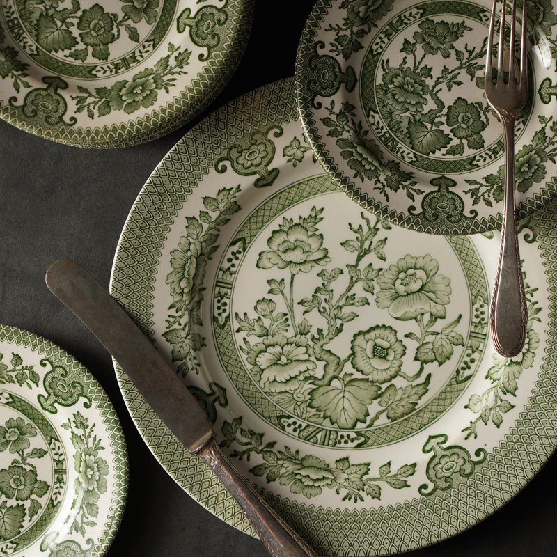 英国'Indian Tree'印度之树系列Ironstone餐盘/点心盘 - 盘子/餐盘/盘架 - 陶 绿色