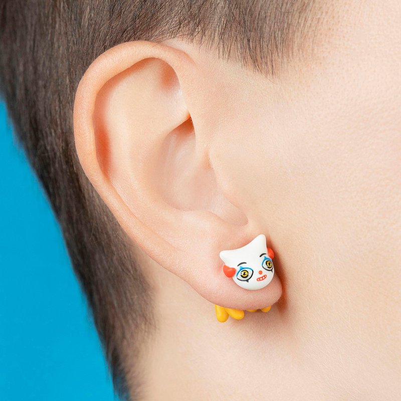 潘尼怀斯猫咪耳环 – 送给猫奴的可爱饰品 – 手工艺术 - 耳环/耳夹 - 其他材质 黄色