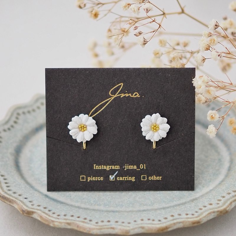 回忆之花 耳环 / 耳夹 - 耳环/耳夹 - 纸 白色