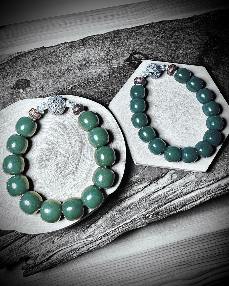 和田玉且末料 银制手串 - 手链/手环 - 玉石 