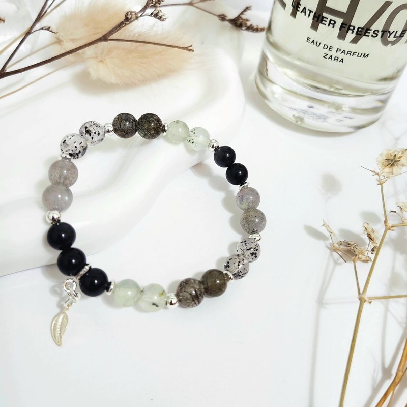 绿水青山/助业绩、平衡情绪之水晶/葡萄石/黑曜石/拉长石/三发共 - 手链/手环 - 水晶 绿色