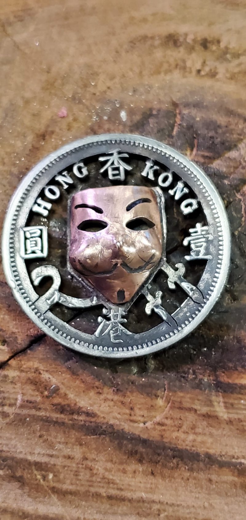 硬币改造吊坠 (V煞) - 吊饰 - 其他金属 银色