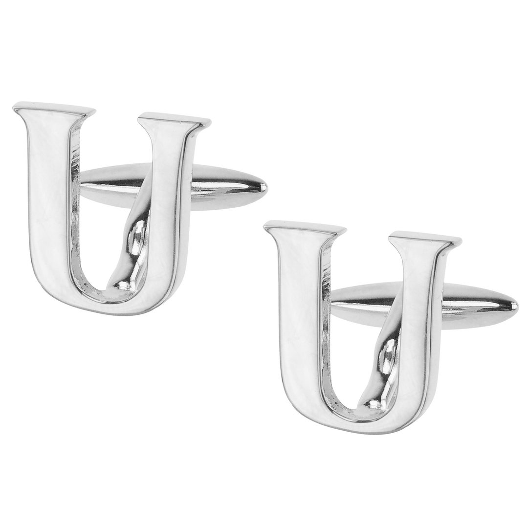 银色字母U袖扣 - 袖扣 - 其他金属 银色