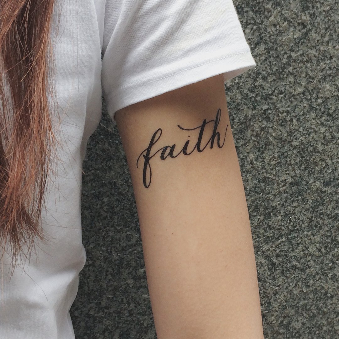 cottontatt faith (large) 手写书法 纹身贴纸 - 纹身贴 - 其他材质 黑色