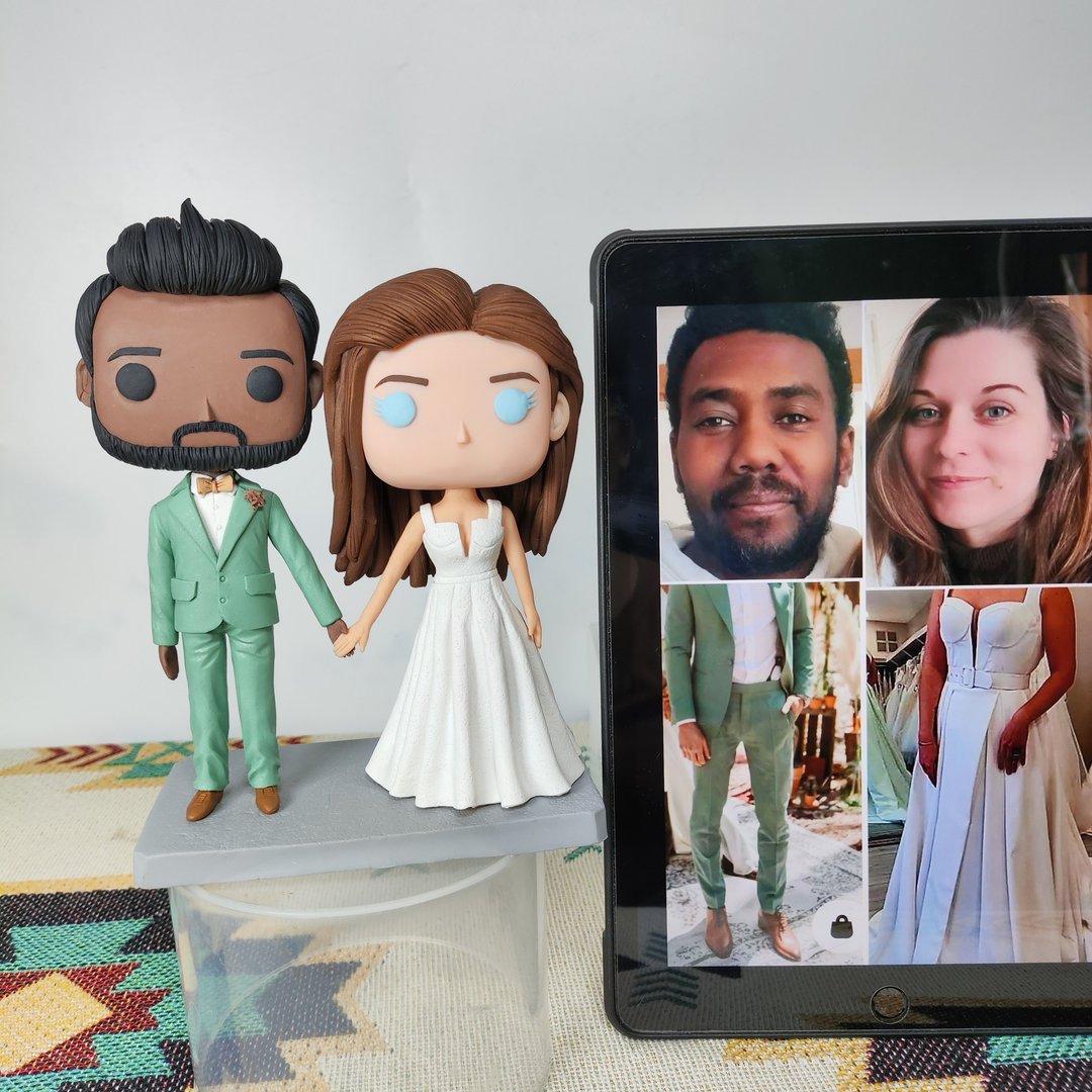 纯手工定制美国Funko Pop 自画像公仔情侣父母夫妻结婚周年礼物 - 玩偶/公仔 - 粘土 多色