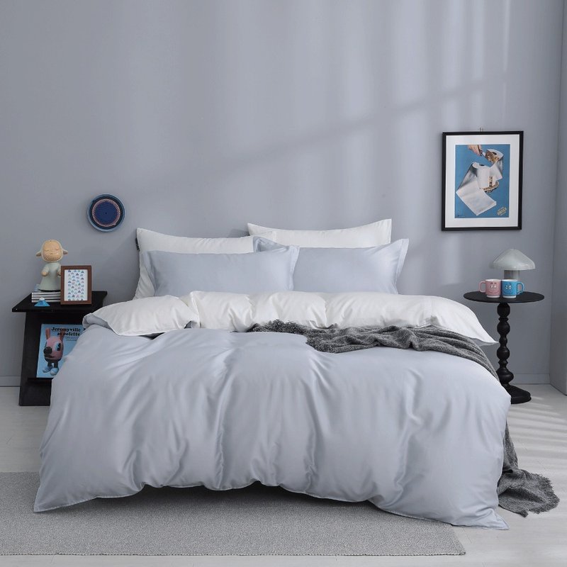 好关系 HAOKUANXI | 富士初雪-新天丝棉床边口袋床包被套枕套组 - 寝具 - 环保材料 蓝色