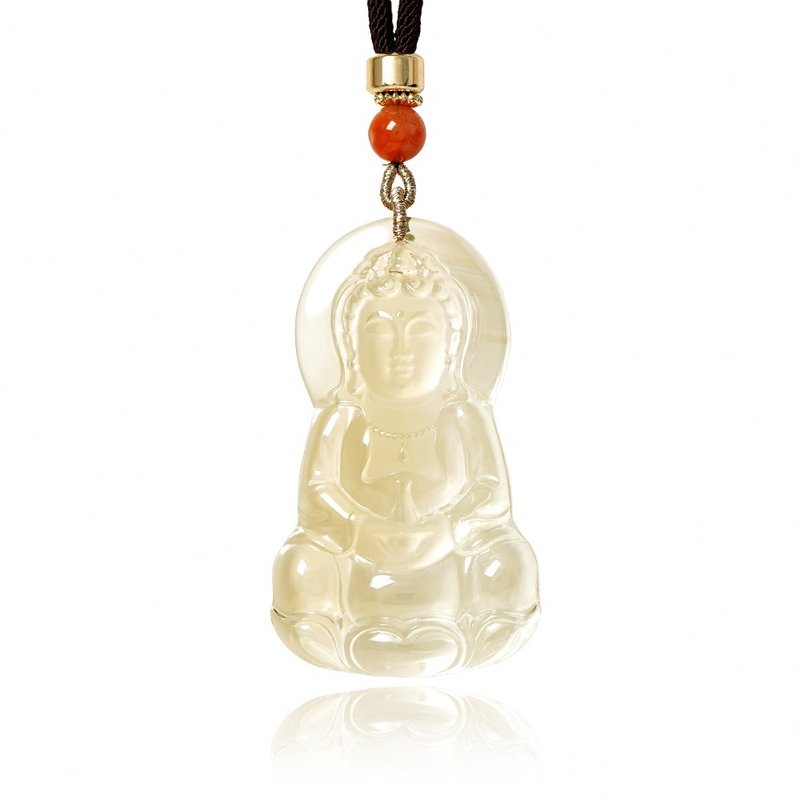 【正佳珠宝】黄水晶 顶级极净黄晶 观世音菩萨 33.8g 黄水晶吊坠 - 项链 - 半宝石 多色