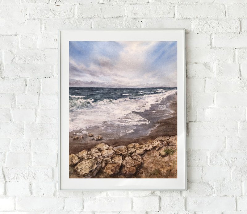 日落画原水彩 - 海报/装饰画/版画 - 纸 蓝色