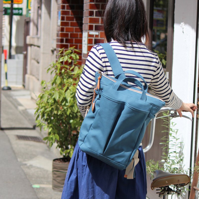 hike35：蓝灰色 高岛帆布后背包 - 后背包/双肩包 - 棉．麻 蓝色