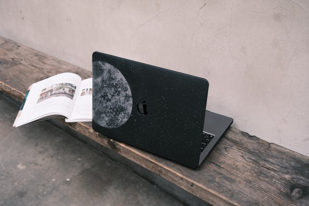 手喷银月球防摔皮革电脑殻 MacBook Case - 平板/电脑保护壳 - 人造皮革 