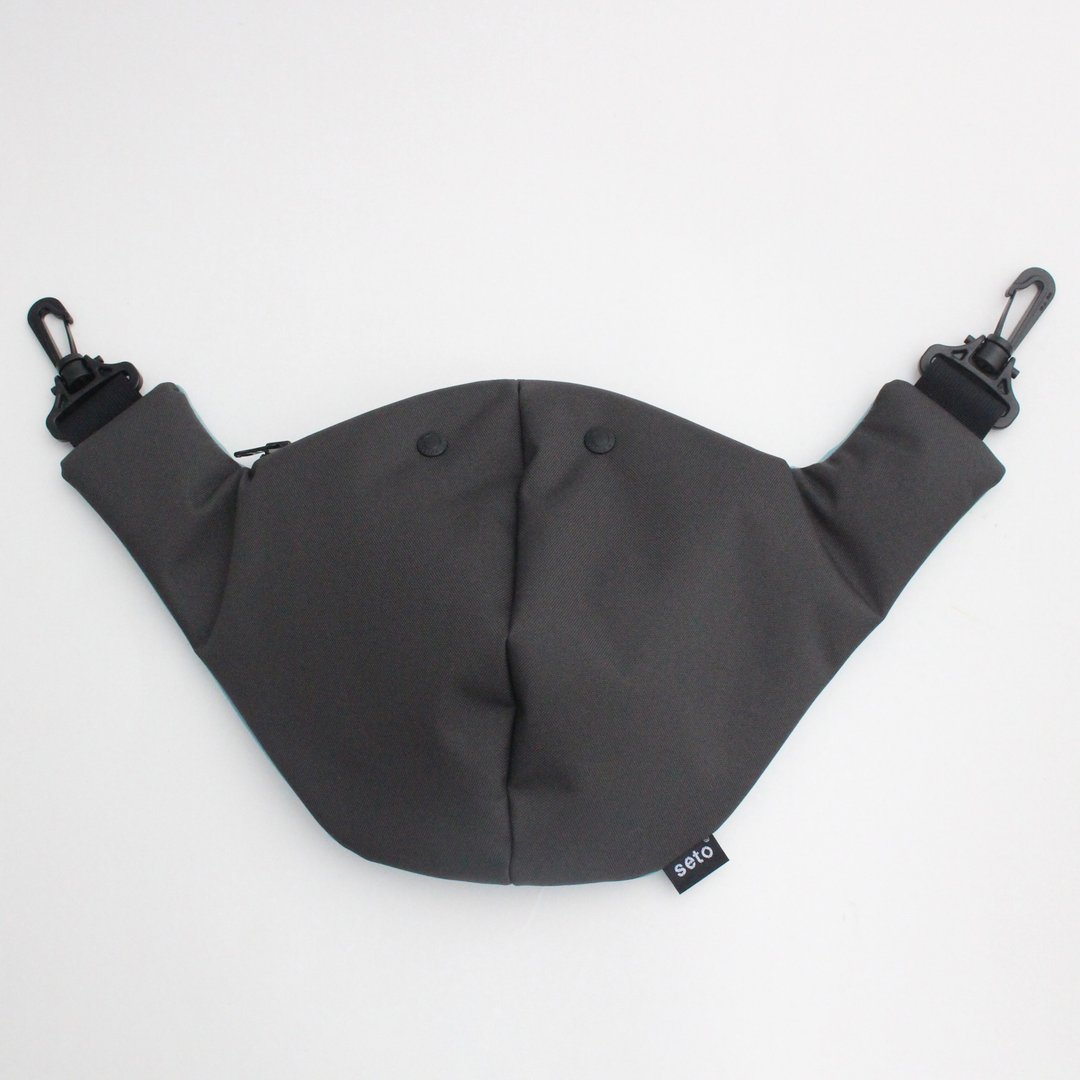 seto / creature bag / Middle / Chu-sagari / 炭灰 x 水蓝 - 侧背包/斜挎包 - 聚酯纤维 灰色