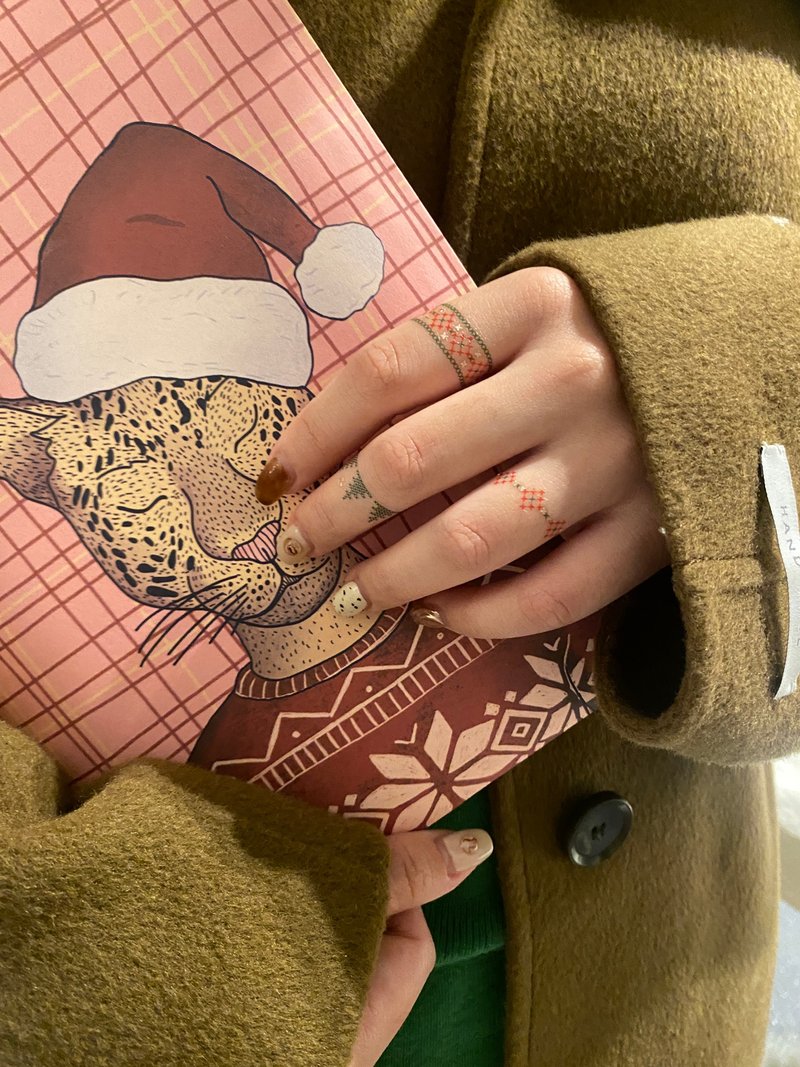 聖誕夜-2入紋身貼紙 原創手繪設計 | 手帳貼紙 - 纹身贴 - 纸 红色