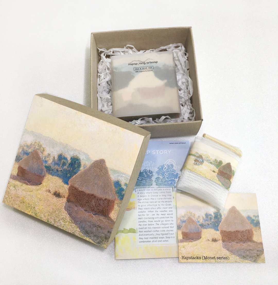 haystacks claude monet milk-olive oil/mini gift set craft box - 肥皂/手工皂 - 其他材质 多色