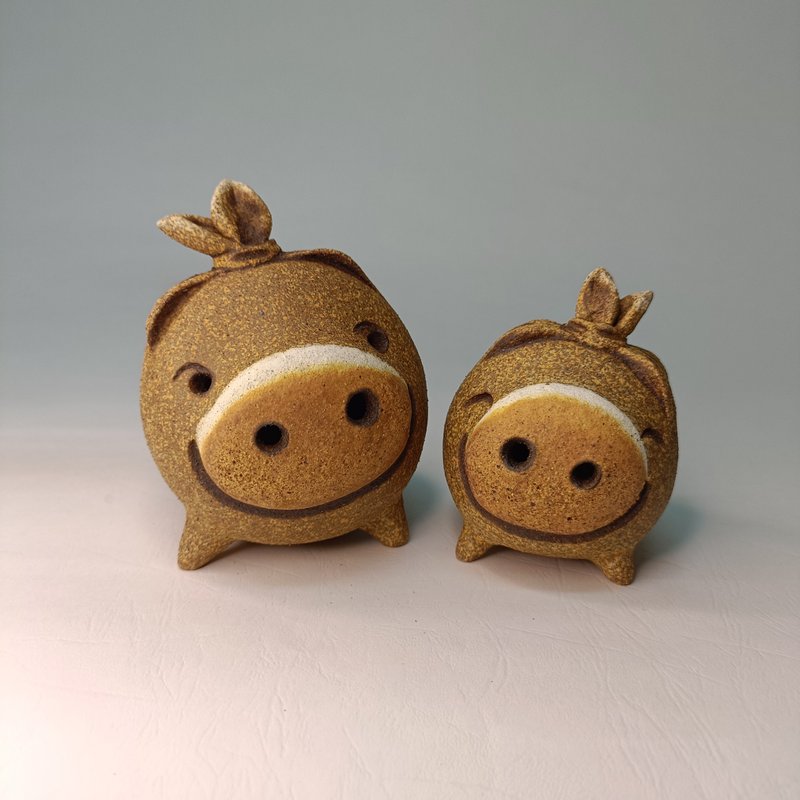 呆呆猪-亲子陶塑组/陶艺品/原创 - 摆饰 - 陶 