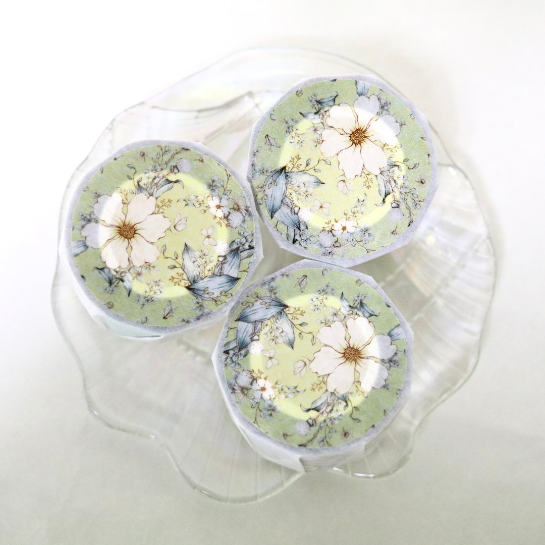 迷你花卉 PET 胶带 (4cm x 10m) - 纸胶带 - 聚酯纤维 透明