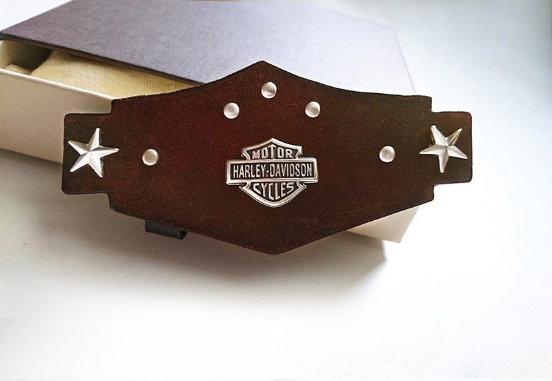 哈雷造型-皮革别针胸章 - 胸针 - 真皮 