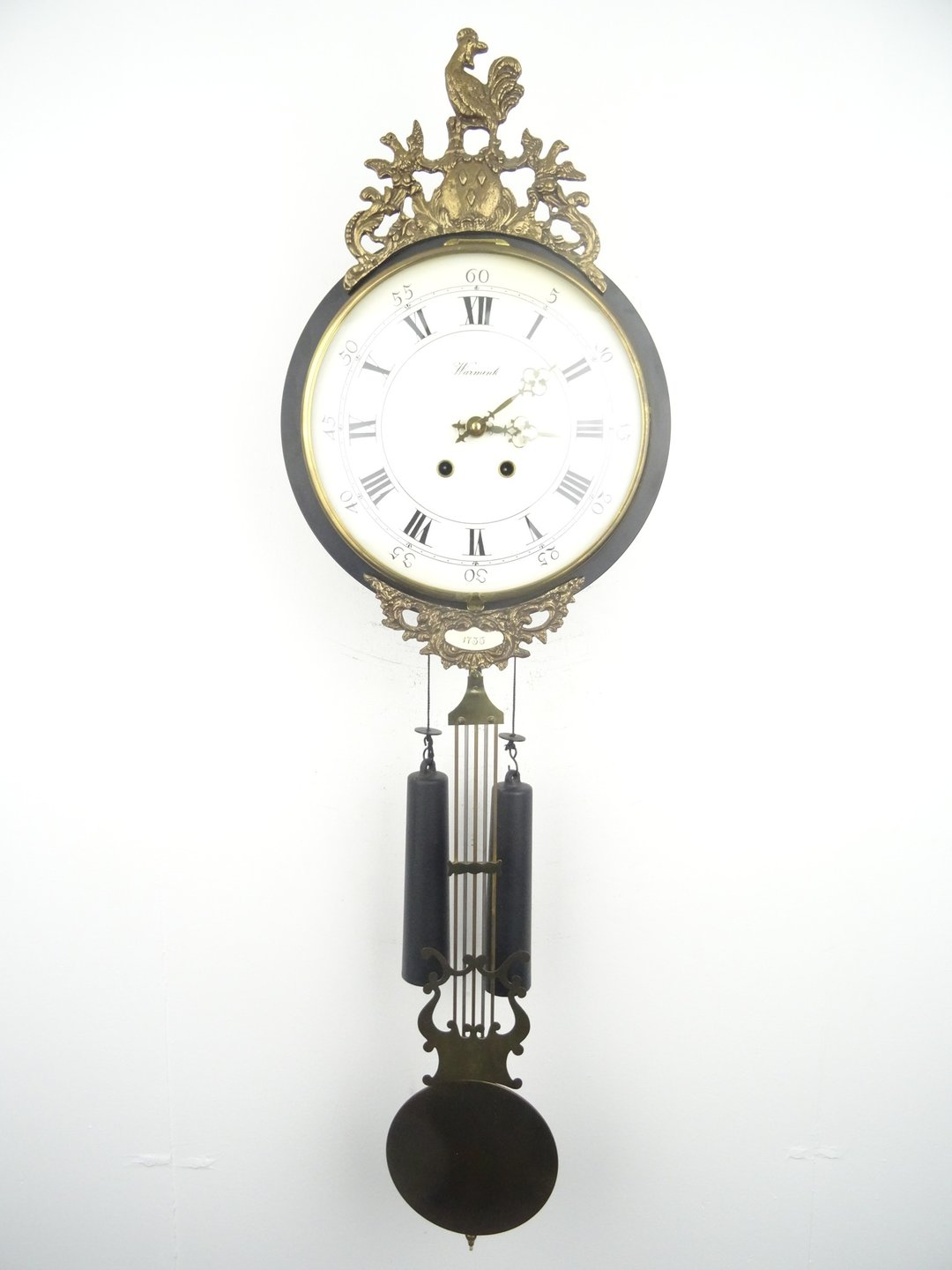Antique Vintage Rooster Dutch Wall Clock 8 day (Warmink Wuba era) - 时钟/闹钟 - 木头 咖啡色