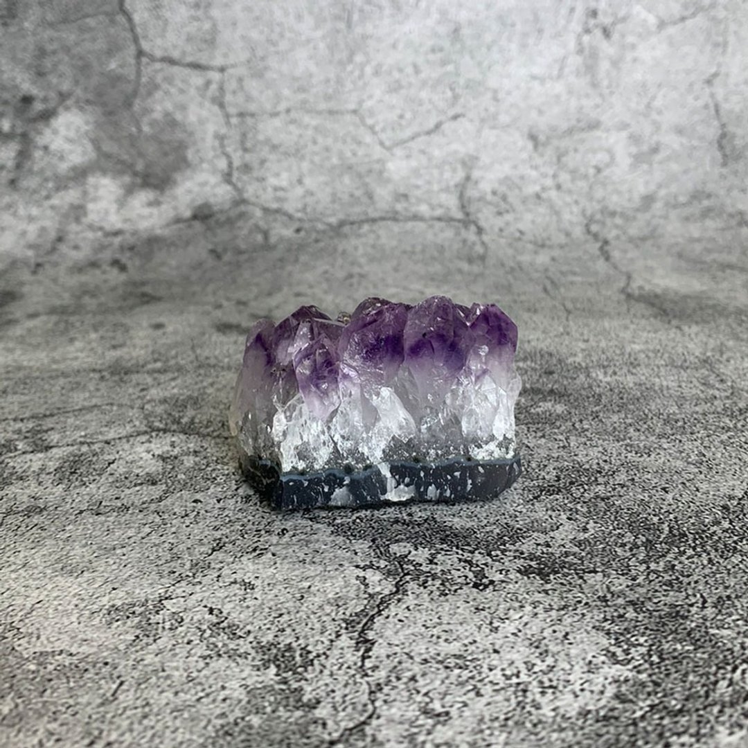 水晶簇- 紫水晶原矿 办公室疗愈微景观 设备摆饰 一物一图 - 摆饰 - 宝石 紫色