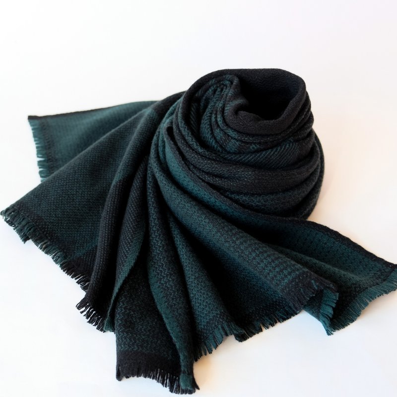 Cashmere 手工编织 100% 喀什米尔披肩【纹华06】 - 围巾/披肩 - 其他材质 绿色