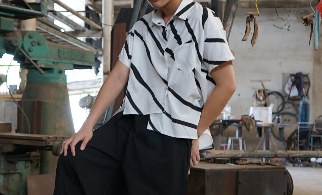 White Black Shirt_Deckmethailand - 男装衬衫 - 棉 