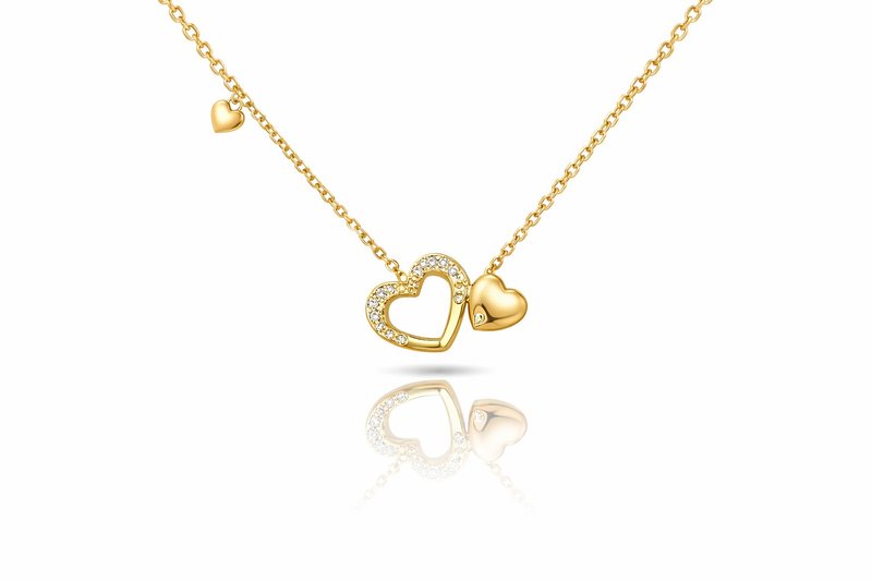 Peninsula 双心微光 天然钻石 18K 玫瑰金套链【仁爱精品店】 - 项链 - 钻石 金色