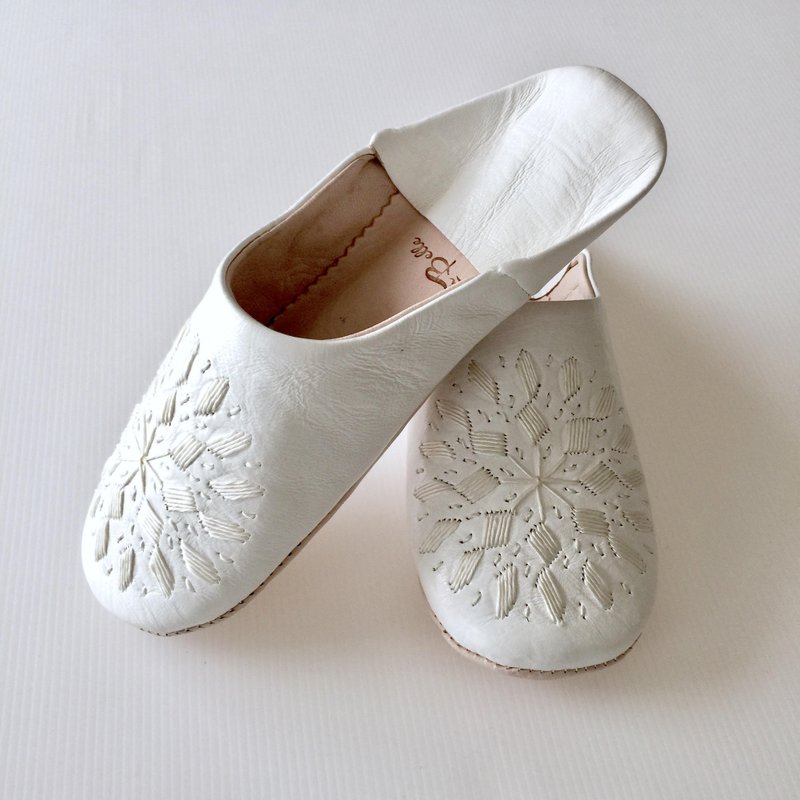 Babouche Genuine Leather Slippers/white/拖鞋 - 摆饰 - 真皮 咖啡色