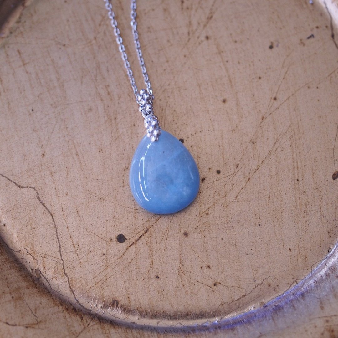海蓝宝石 海水蓝宝石 Aquamarine 三月诞生石 手工纯银项链 - 项链 - 半宝石 蓝色
