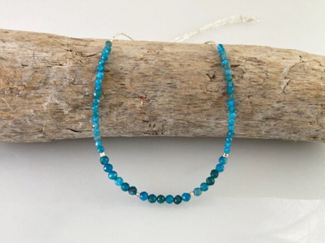 Snow and ice necklace ◇ Sterling silver + Apatite Necklace ◇ Karen Silver + Apatite Necklace - 项链 - 宝石 