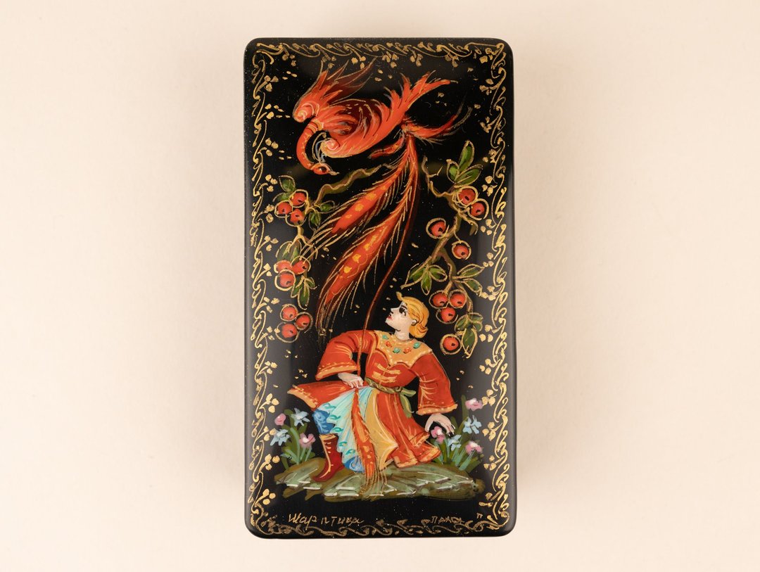 Painted jewelry box, Personalized Lacquer jewelry box, Lacquer Box Firebird - 收纳用品 - 其他材质 