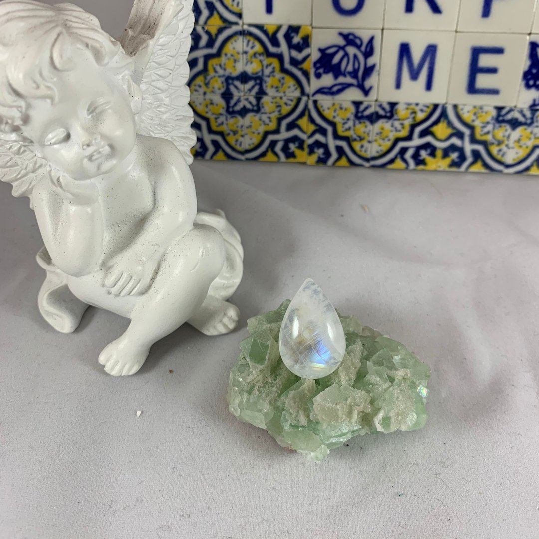 诞生石系列 原矿定制系列 - 蓝光月光石 - 项链 - 半宝石 银色