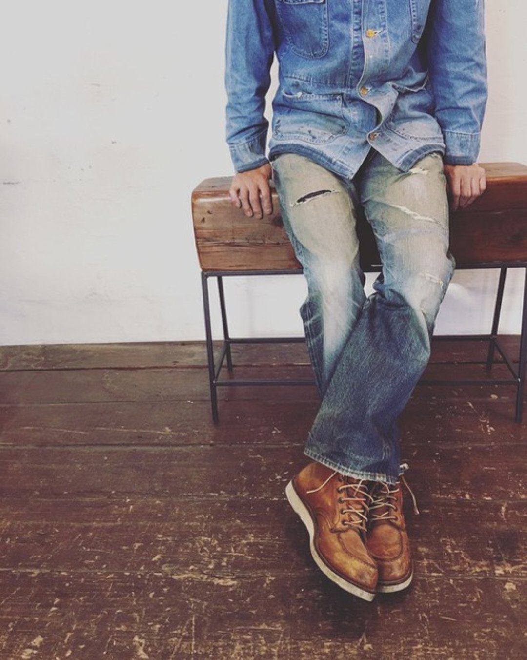 limited quantity MBT-01 old wood bench chair chair side table display table iron iron legs size order available - 其他 - 木头 