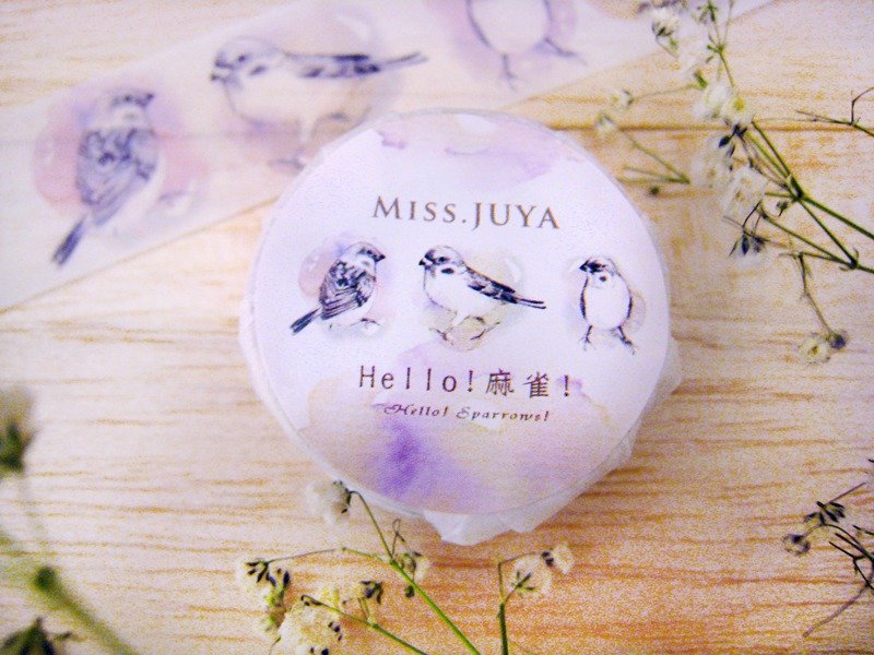 《Hello!麻雀！》纸胶带(3cm) - 纸胶带 - 纸 多色