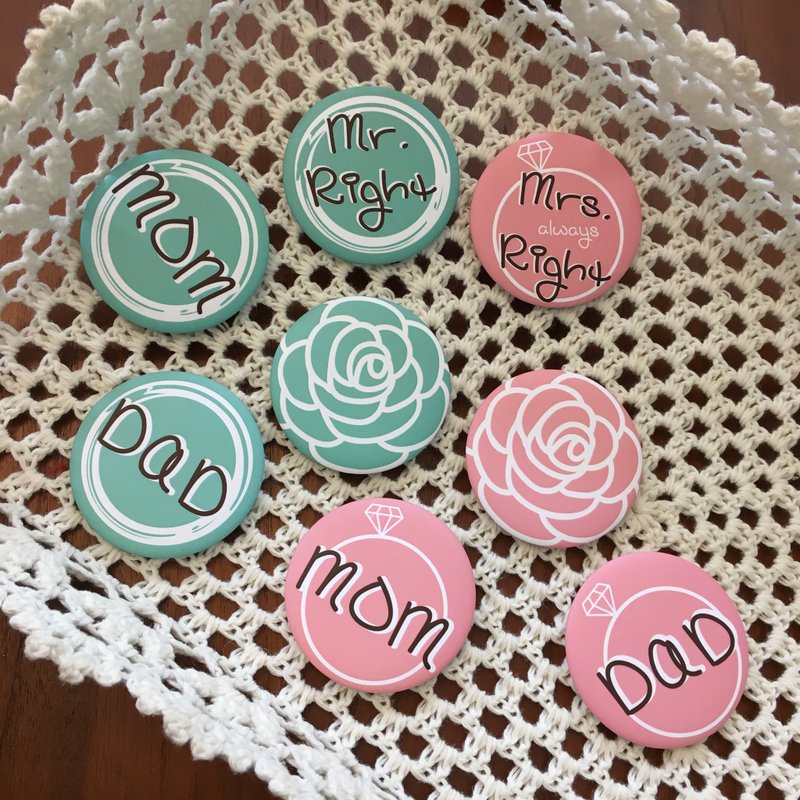 婚礼别胸章不是胸花  全家福系列  磁铁胸针 - 胸针 - 其他金属 