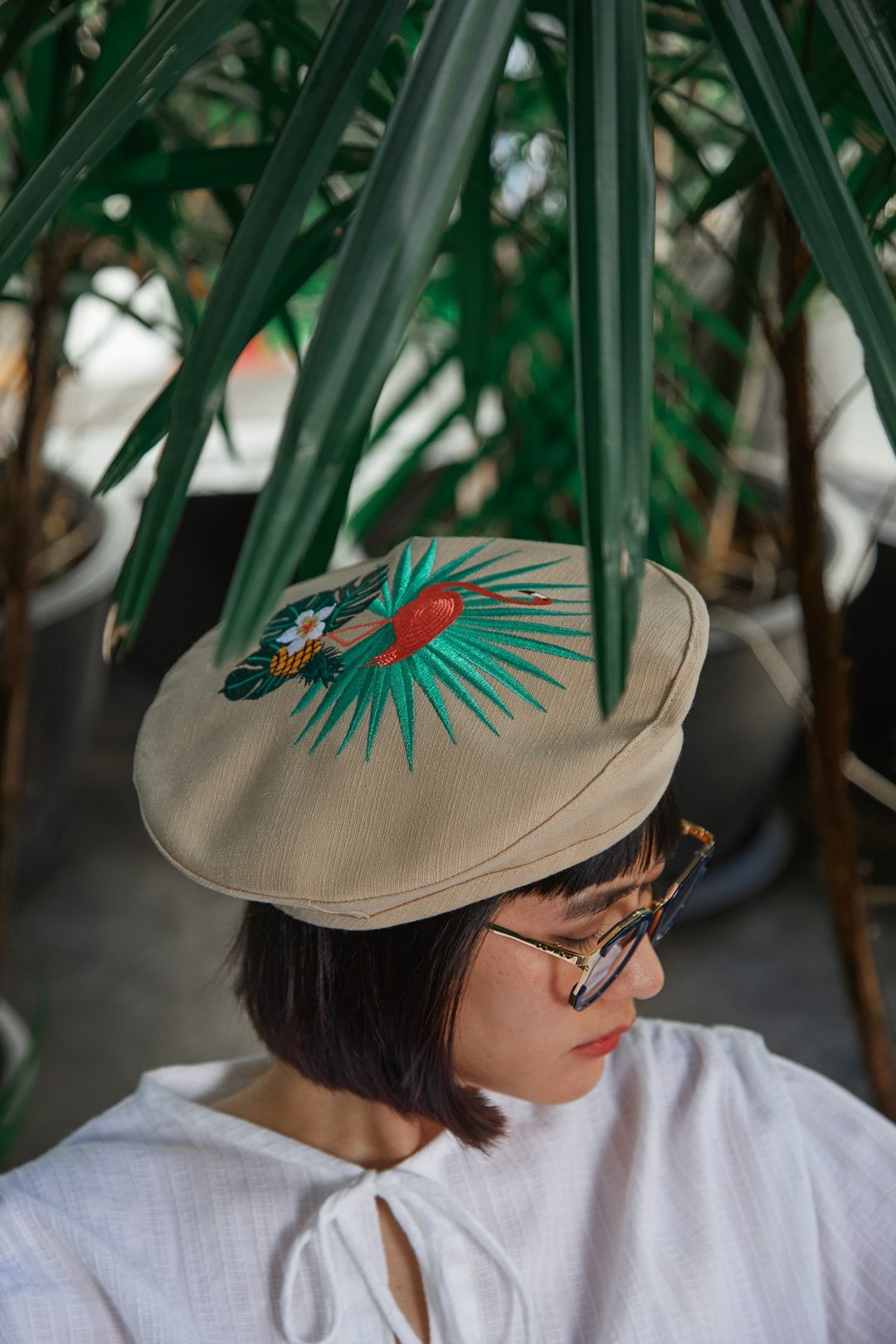 PALINI Beret Hat - Beige - 帽子 - 棉 卡其色