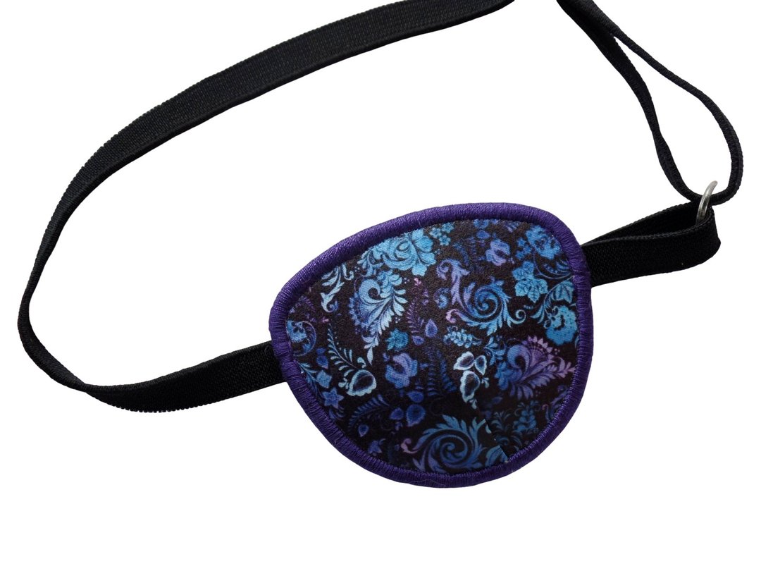 Adult unisex eye patch blue purple flowers.Strabismus and lazy eye,after surgery - 其他 - 棉 蓝色