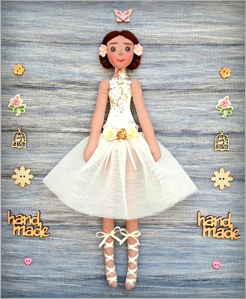 芭蕾舞娃娃 布娃娃-布娃娃 布娃娃-毛绒娃娃 软娃娃 - 玩偶/公仔 - 棉．麻 白色